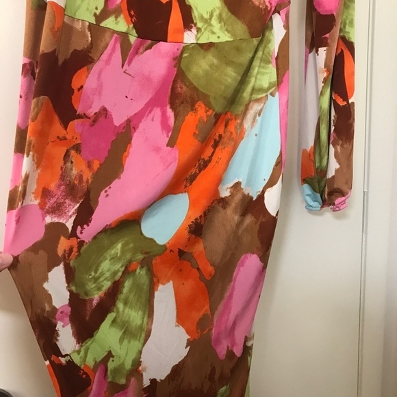 3/$15 The curve by Judani colorful watercolor assymetric maxi one shoulder dress - Picture 5 of 10